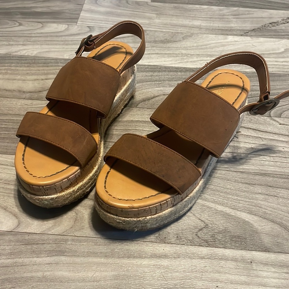 Women’s brown wedge sandals